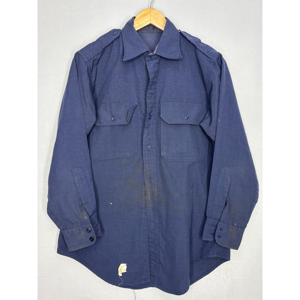 US Air Force Commander Field Shirt Mens Tropical Blue AF Shade 1549 M Vintage